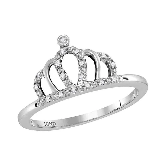 Rings gndatlanta 14k White Gold Round Diamond Crown Band Ring 120 Cttw