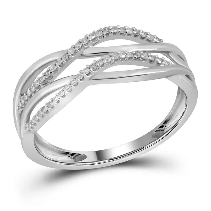 Rings gndatlanta 14k White Gold Round Diamond Entwined Strand Band Ring 18 Cttw