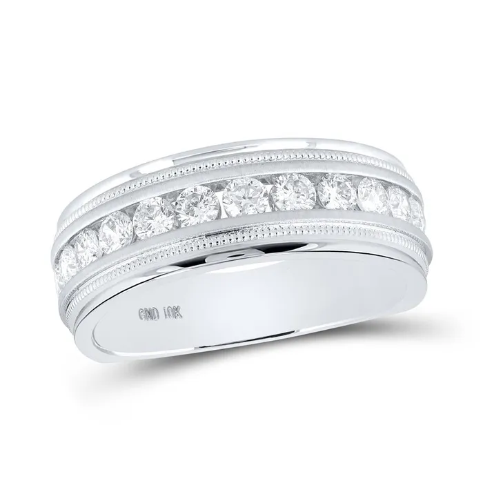 Rings gndatlanta 14k White Gold Round Diamond Wedding Single Row Band Ring 1 Cttw
