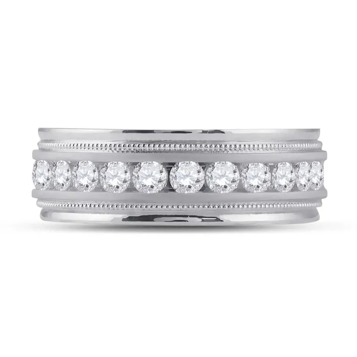 Rings gndatlanta 14k White Gold Round Diamond Wedding Single Row Band Ring 1 Cttw