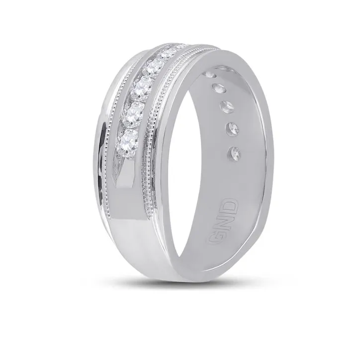 Rings gndatlanta 14k White Gold Round Diamond Wedding Single Row Band Ring 1 Cttw