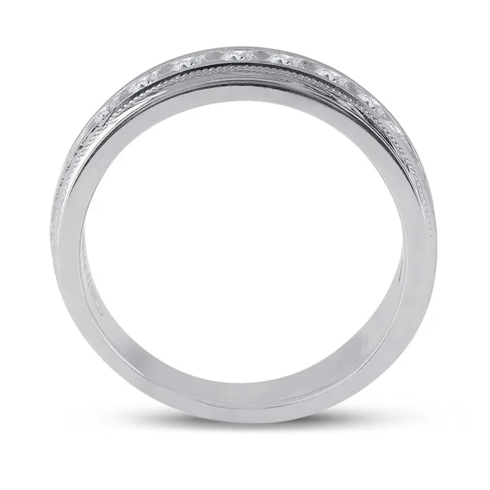Rings gndatlanta 14k White Gold Round Diamond Wedding Single Row Band Ring 1 Cttw