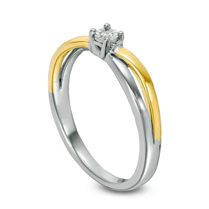 Rings Goldia 005 CT Natural Clarity Enhanced Diamond Solitaire Bypass Promise Ring in Sterling Silver and Solid 10K Yellow Gold Rings Goldia 005 CT Natural Clarity Enhanced Diamond Solitaire Bypass Promise Ring in Sterling Silver and Solid 10K Yellow Gold