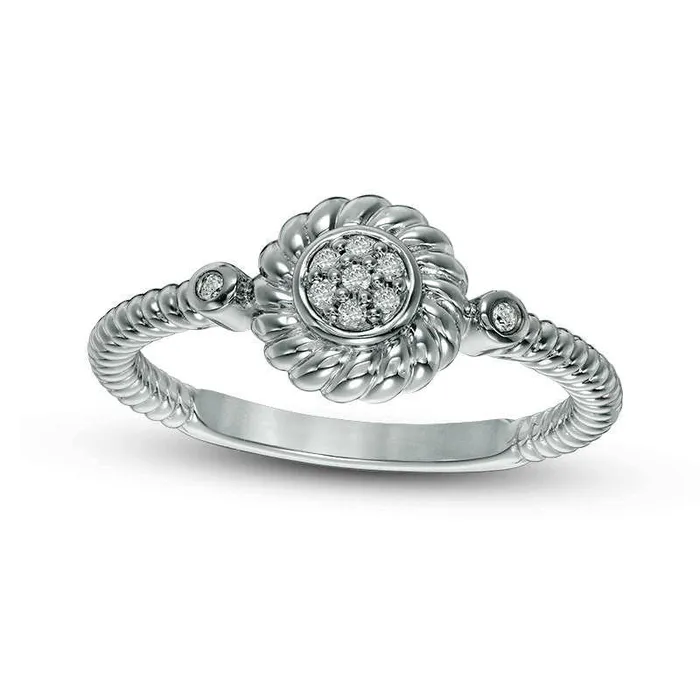 Rings Goldia 005 CT TW Composite Natural Diamond Rope Frame Ring in Solid 10K White Gold