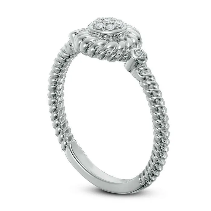 Rings Goldia 005 CT TW Composite Natural Diamond Rope Frame Ring in Solid 10K White Gold Rings Goldia 005 CT TW Composite Natural Diamond Rope Frame Ring in Solid 10K White Gold