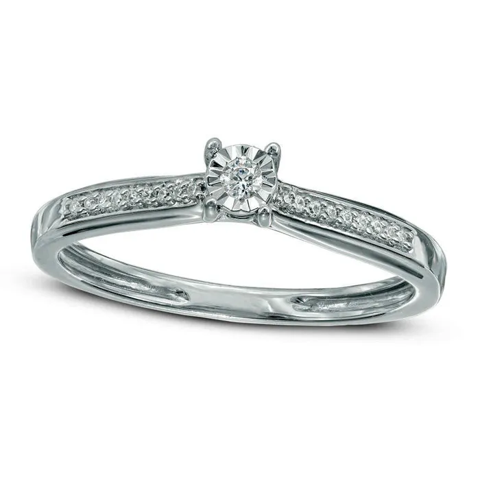 Rings Goldia 005 CT TW Natural Diamond Promise Ring in Solid 10K White Gold
