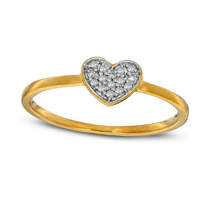 Rings Goldia 007 CT TW Composite Natural Diamond Heart Ring in Solid 10K Yellow Gold