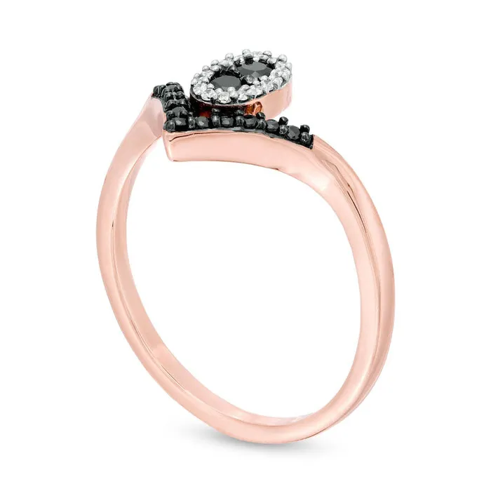 Rings Goldia 020 CT TW Enhanced Black and White Natural Diamond Oval Frame Chevron Ring in Solid 10K Rose Gold Rings Goldia 020 CT TW Enhanced Black and White Natural Diamond Oval Frame Chevron Ring in Solid 10K Rose Gold