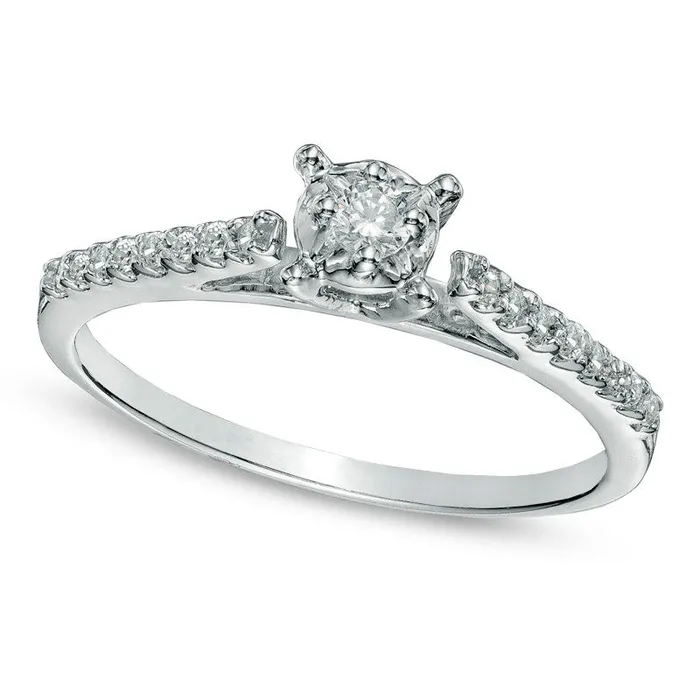 Rings Goldia 020 CT TW Natural Diamond Promise Ring in Solid 10K White Gold