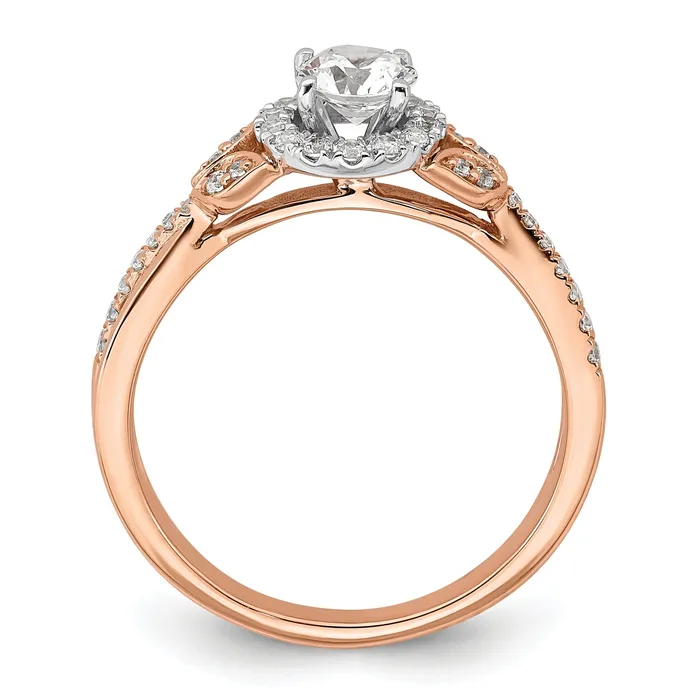 Rings Goldia 040ct CZ Solid Real 14k White u0026 Rose Halo Complete Round Engagment Ring