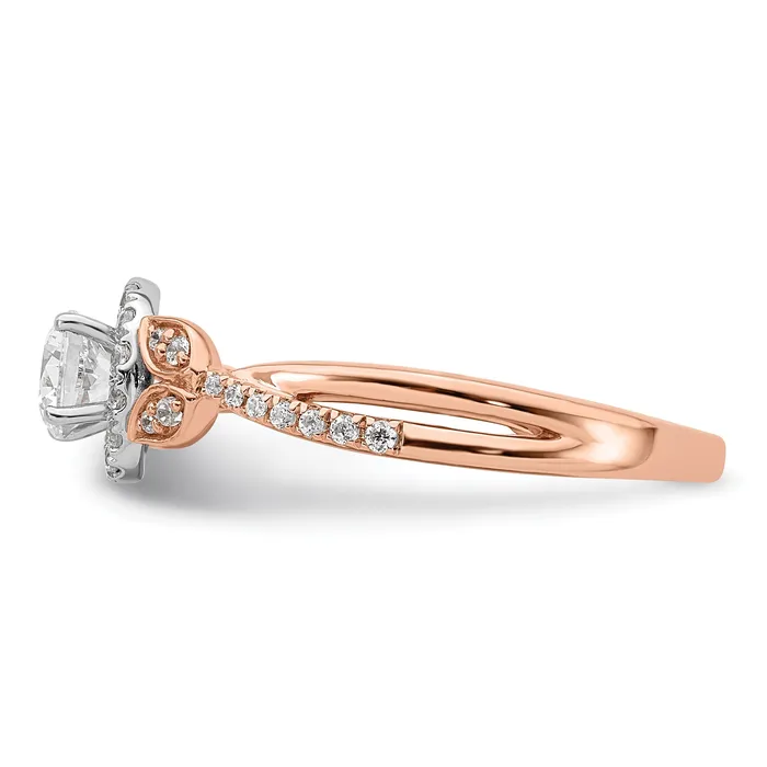 Rings Goldia 040ct CZ Solid Real 14k White u0026 Rose Halo Complete Round Engagment Ring