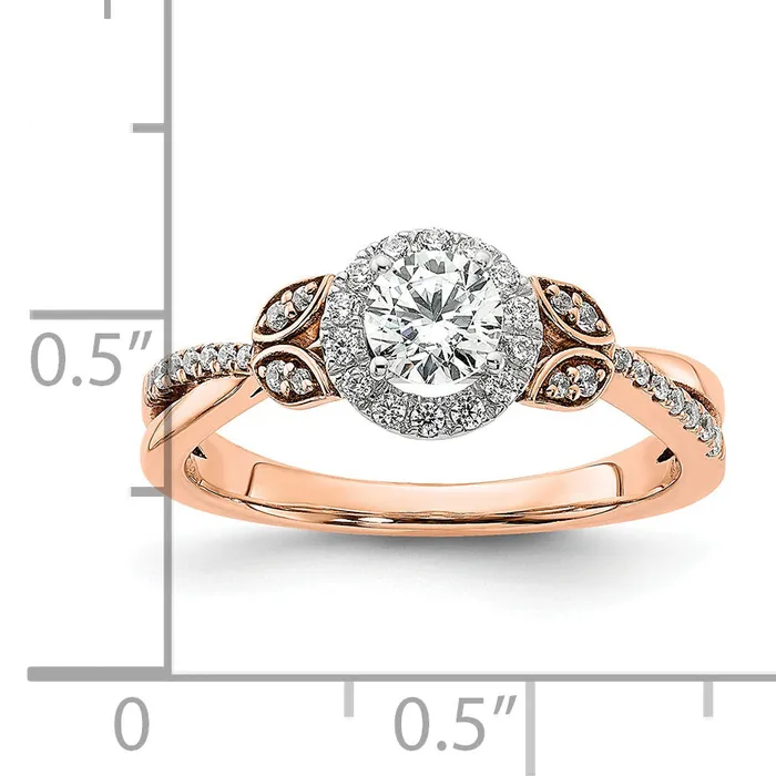 Rings Goldia 040ct CZ Solid Real 14k White u0026 Rose Halo Complete Round Engagment Ring