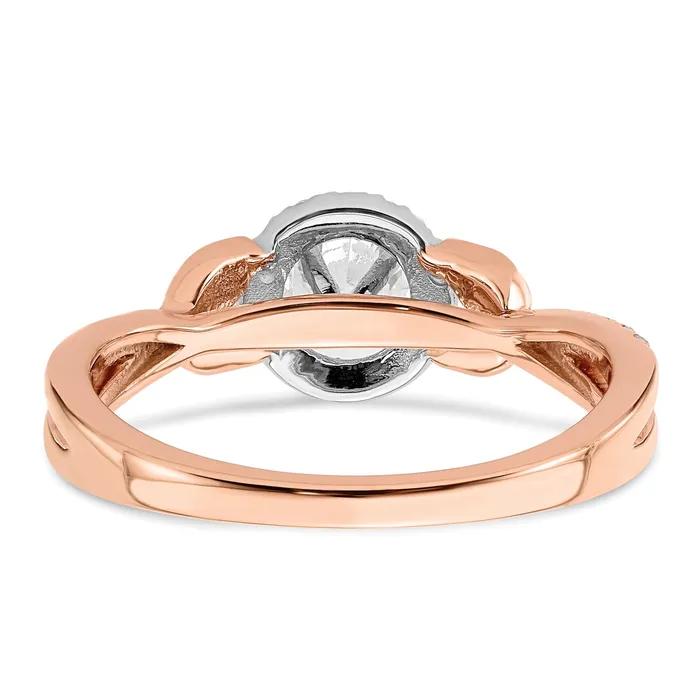 Rings Goldia 040ct CZ Solid Real 14k White u0026 Rose Halo Complete Round Engagment Ring
