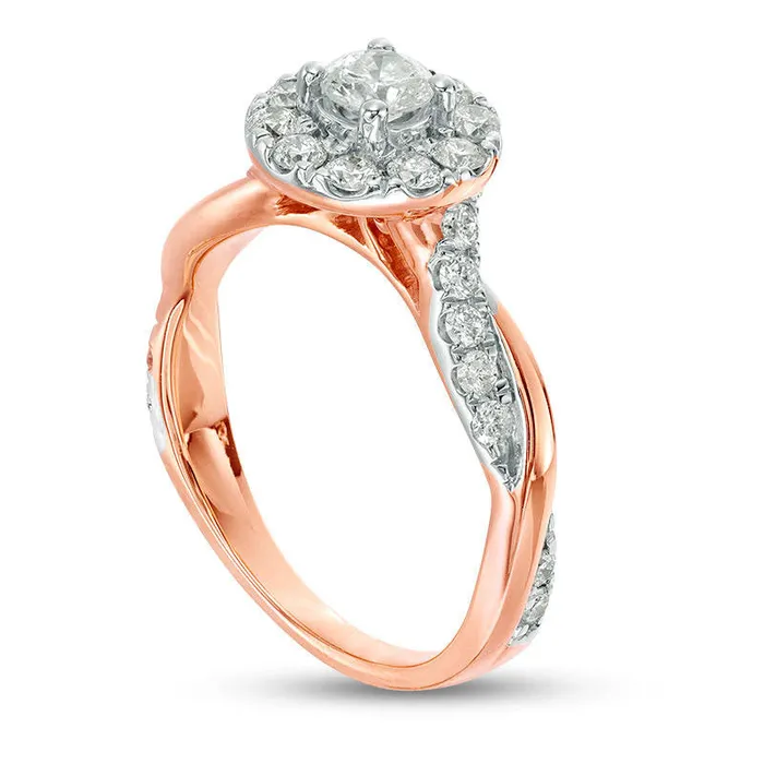 Rings Goldia 088 CT TW Natural Diamond Frame Twist Shank Engagement Ring in Solid 10K Rose Gold Rings Goldia 088 CT TW Natural Diamond Frame Twist Shank Engagement Ring in Solid 10K Rose Gold