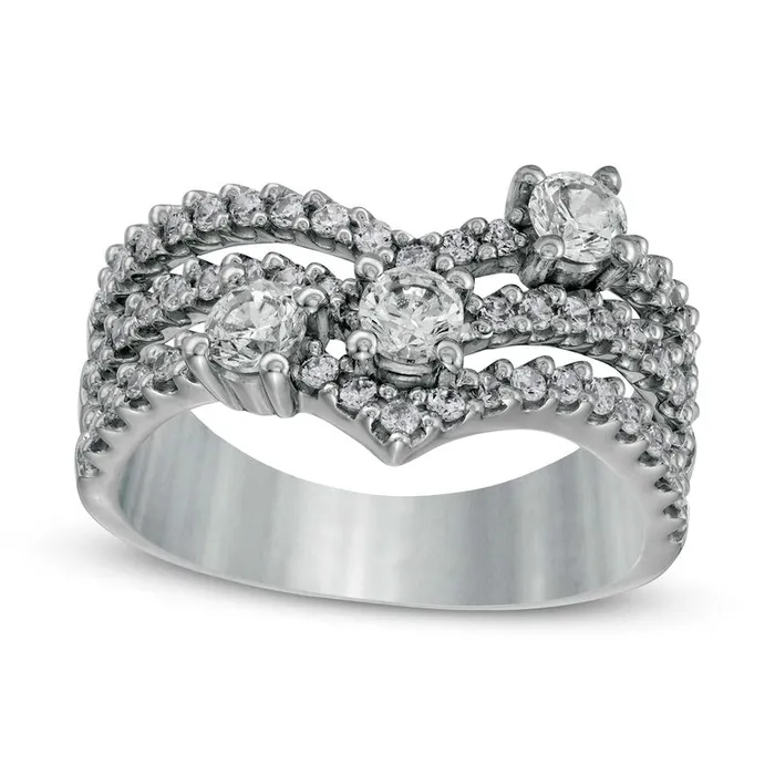 Rings Goldia 10 CT TW Certified LabCreated Diamond Chevron MultiRow Ring in Solid 14K White Gold FSI2
