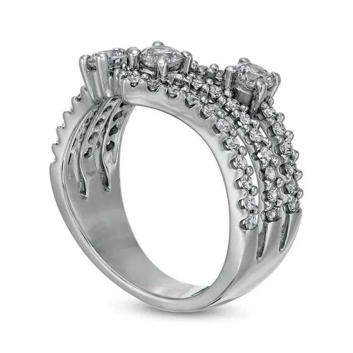 Rings Goldia 10 CT TW Certified LabCreated Diamond Chevron MultiRow Ring in Solid 14K White Gold FSI2 Rings Goldia 10 CT TW Certified LabCreated Diamond Chevron MultiRow Ring in Solid 14K White Gold FSI2