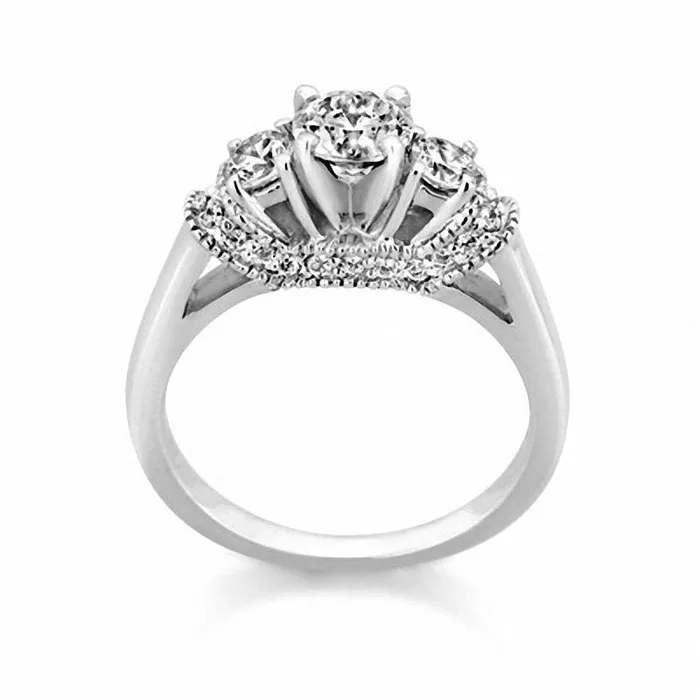 Rings Goldia 10 CT TW Certified Natural Diamond Three Stone Engagement Ring in Solid 14K White Gold ISI2