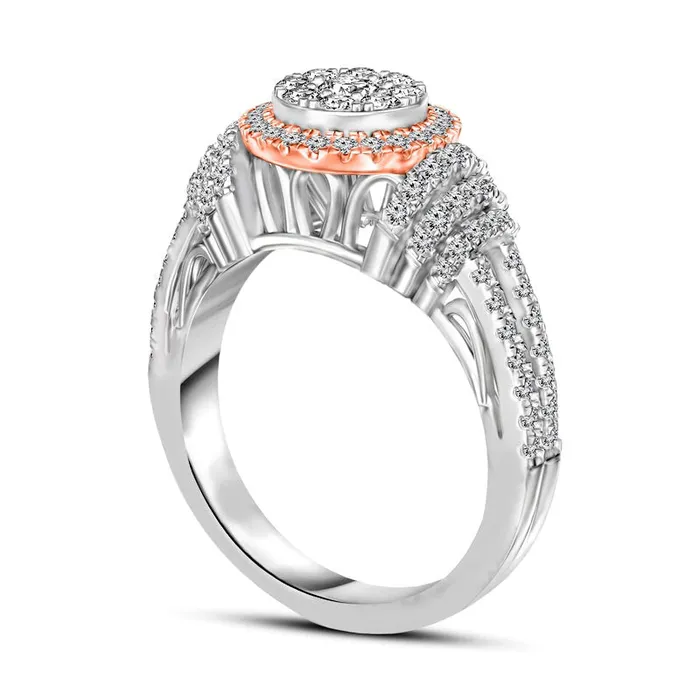 Rings Goldia 10 CT TW Composite Natural Diamond Double Frame Collar Split Shank Engagement Ring in Solid 10K TwoTone Gold Rings Goldia 10 CT TW Composite Natural Diamond Double Frame Collar Split Shank Engagement Ring in Solid 10K TwoTone Gold