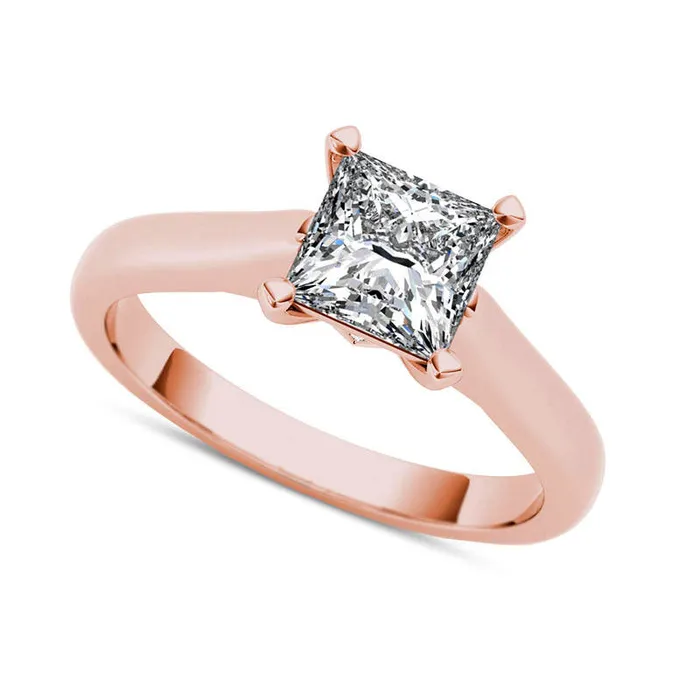 Rings Goldia 10 CT TW PrincessCut Natural Clarity Enhanced Diamond Solitaire Engagement Ring in Solid 14K Rose Gold II1