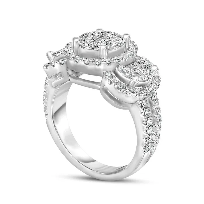 Rings Goldia 125 CT TW Composite Natural Diamond Frame Three Stone Engagement Ring in Solid 14K White Gold Rings Goldia 125 CT TW Composite Natural Diamond Frame Three Stone Engagement Ring in Solid 14K White Gold