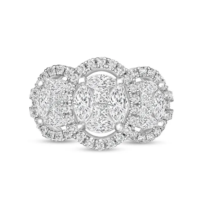Rings Goldia 125 CT TW Composite Natural Diamond Frame Three Stone Engagement Ring in Solid 14K White Gold Rings Goldia 125 CT TW Composite Natural Diamond Frame Three Stone Engagement Ring in Solid 14K White Gold