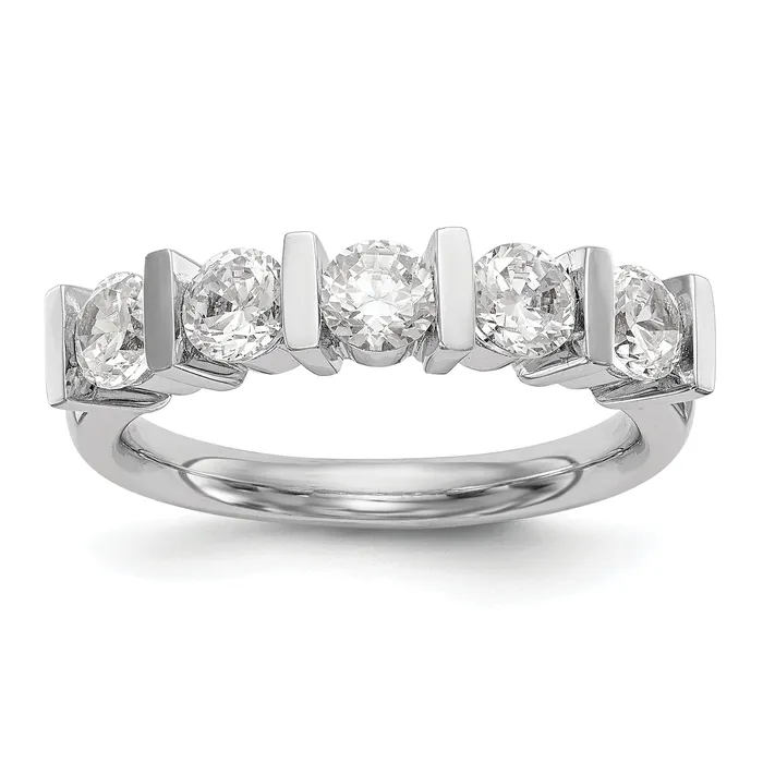Rings Goldia 125ct CZ Solid Real 14K White Gold 5Stone Wedding Band Ring