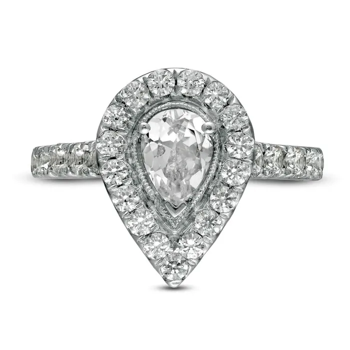 Rings Goldia 15 CT TW PearShaped Natural Diamond Frame Antique VintageStyle Engagement Ring in Solid 14K TwoTone Gold Rings Goldia 15 CT TW PearShaped Natural Diamond Frame Antique VintageStyle Engagement Ring in Solid 14K TwoTone Gold
