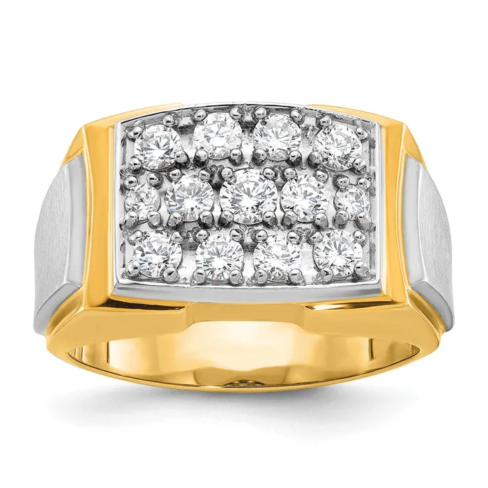 Rings Goldia 14k Twotone Gold Mens Polished and Satin 1 carat Diamond Complete Ring