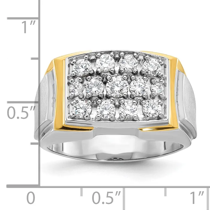 Rings Goldia 14k Twotone Gold Mens Polished and Satin 1 carat Diamond Complete Ring
