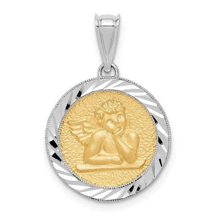 Rings Goldia 14k Twotone Gold Polished Diamondcut Bezel Angel Pendant