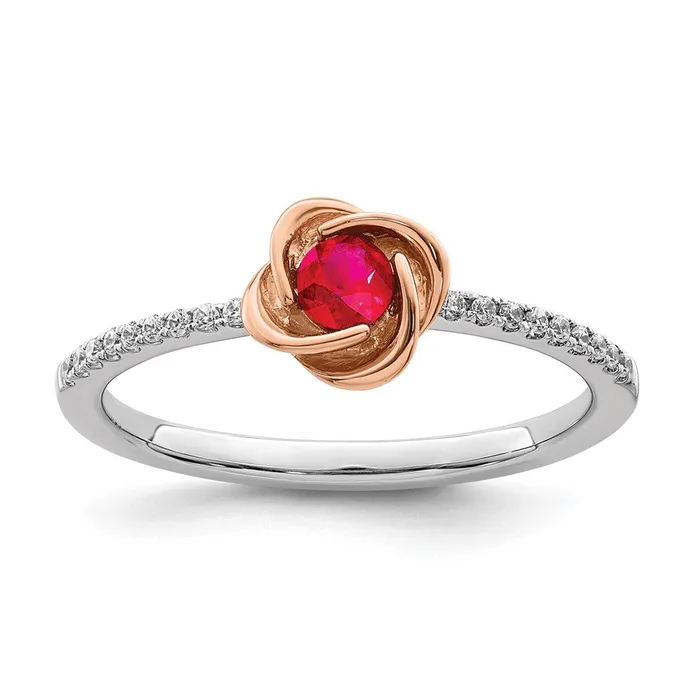 Rings Goldia 14k TwoTone Gold Polished Rose Ruby and Real Diamond Ring