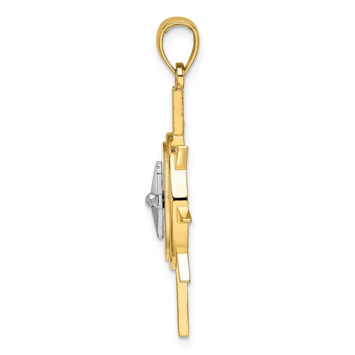 Rings Goldia 14k Twotone Gold Twotone Gold Star w Nautical Compass Charm