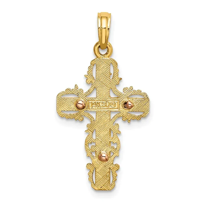 Rings Goldia 14k Twotone Gold Twotone Gold w Lace Trim Cross Charm