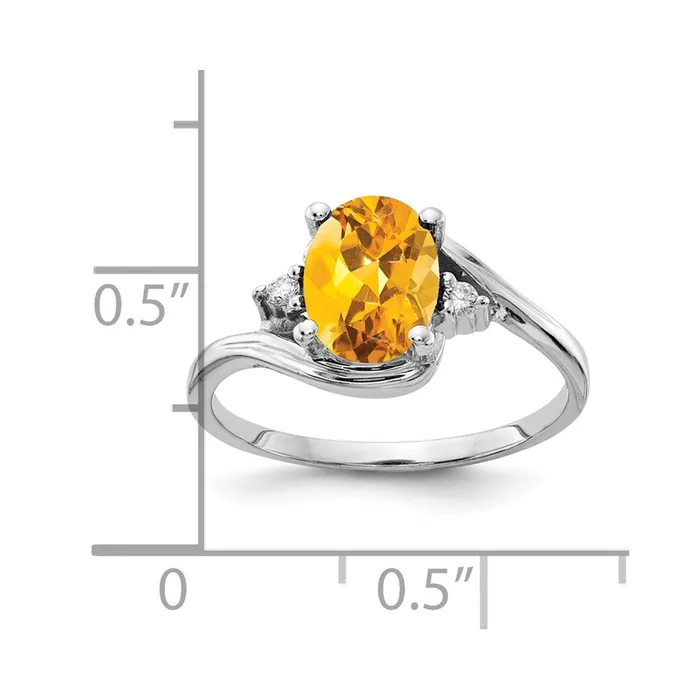Rings Goldia 14k White Gold 8x6mm Oval Citrine Checker AA Diamond ring