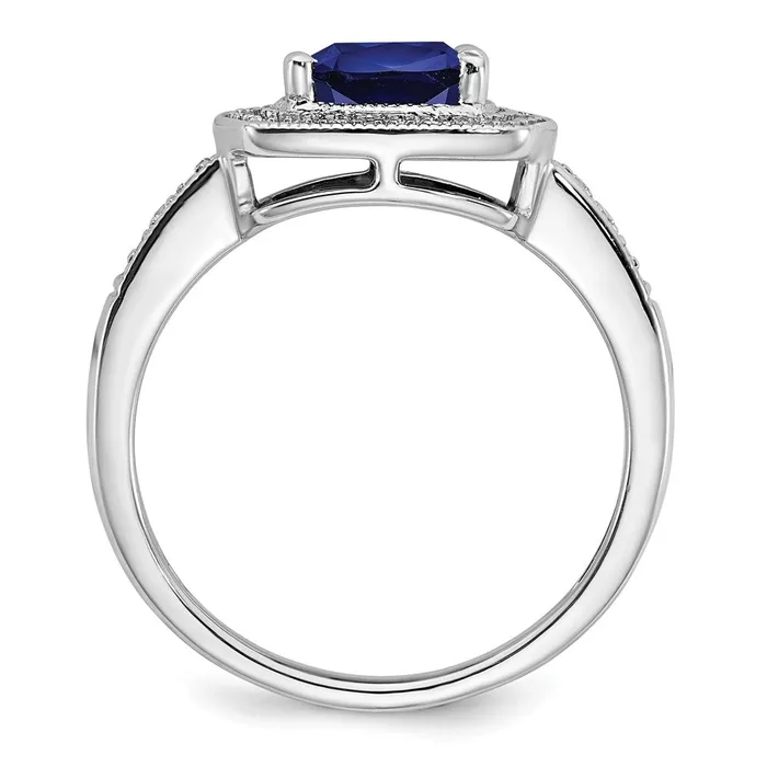 Rings Goldia 14k White Gold Cushion Created Sapphire and Real Diamond Halo Ring