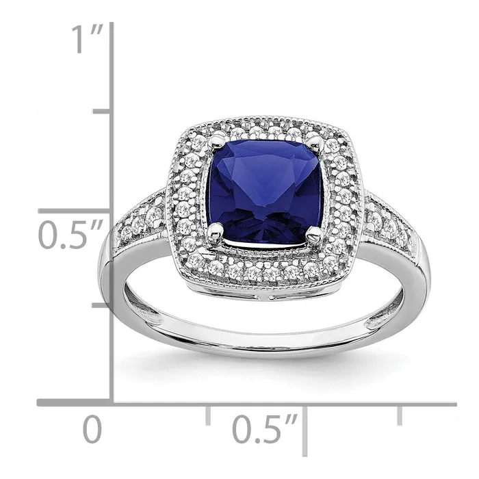 Rings Goldia 14k White Gold Cushion Created Sapphire and Real Diamond Halo Ring