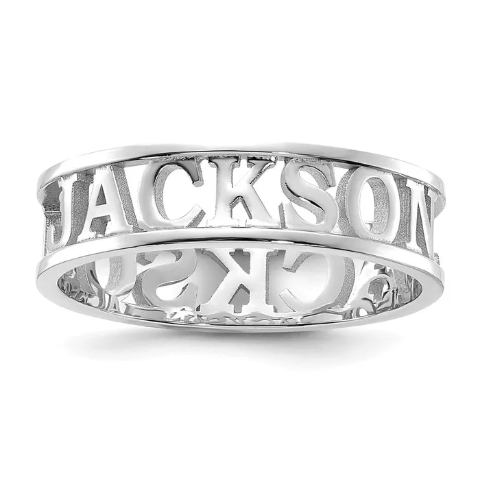 Rings Goldia 14K White Gold Polished Personalized Name Ring