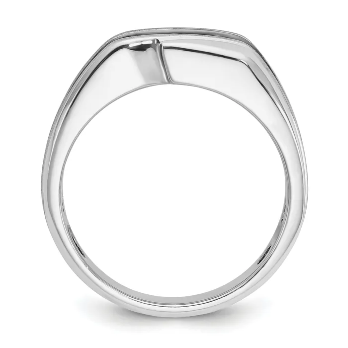 Rings Goldia 14k White Gold with Black Rhodium 12 Ct Lab Grown Diamond VSSI G Polished Satin and Grooved Mens Ring