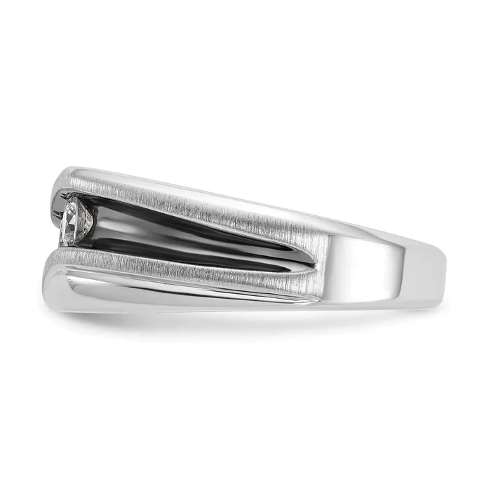 Rings Goldia 14k White Gold with Black Rhodium 12 Ct Lab Grown Diamond VSSI G Polished Satin and Grooved Mens Ring