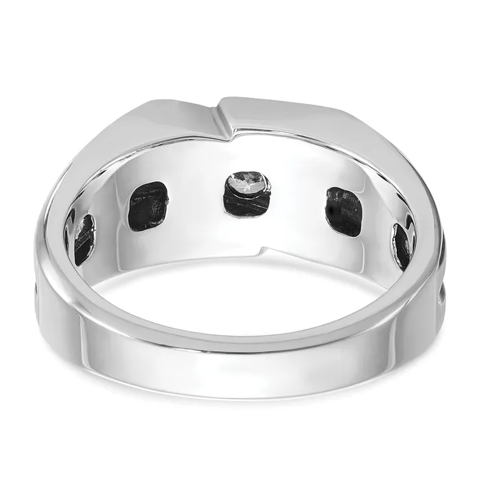 Rings Goldia 14k White Gold with Black Rhodium 12 Ct Lab Grown Diamond VSSI G Polished Satin and Grooved Mens Ring