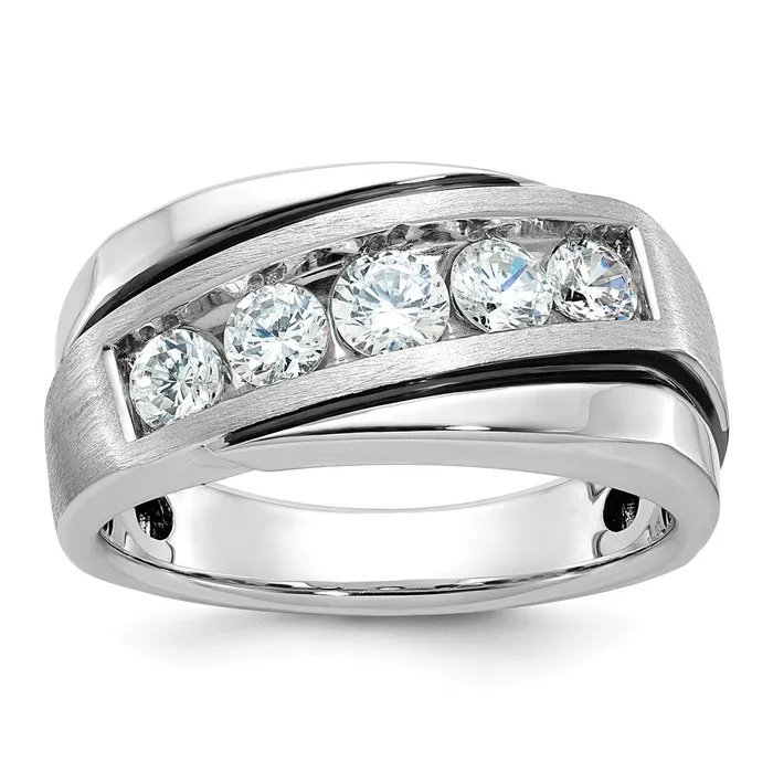 Rings Goldia 14k White Gold with Black Rhodium Mens Satin 1 carat Diamond Complete Ring