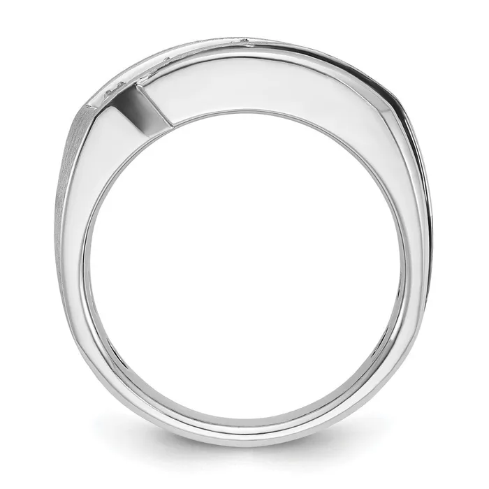Rings Goldia 14k White Gold with Black Rhodium Mens Satin 1 carat Diamond Complete Ring