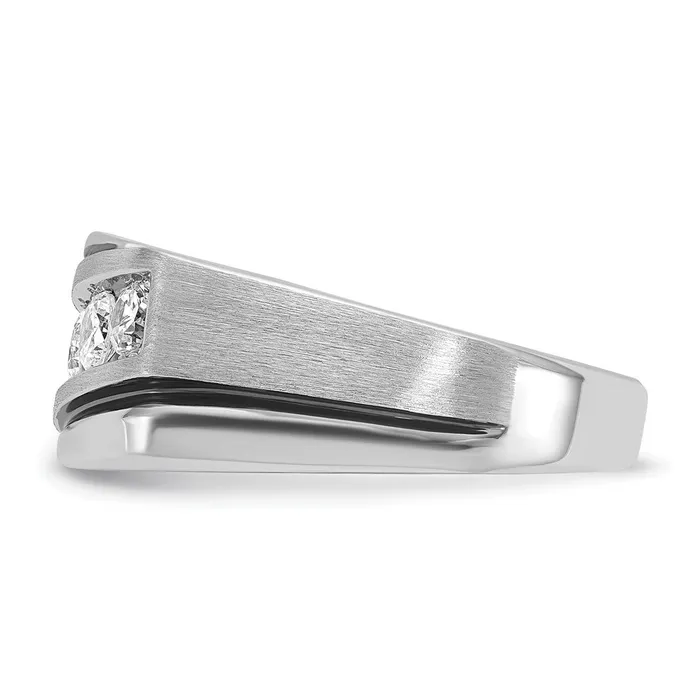 Rings Goldia 14k White Gold with Black Rhodium Mens Satin 1 carat Diamond Complete Ring