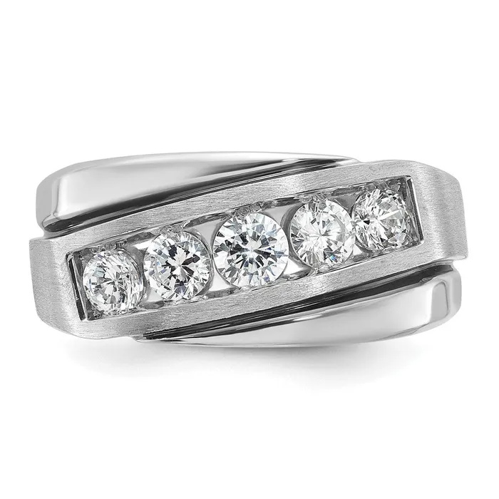 Rings Goldia 14k White Gold with Black Rhodium Mens Satin 1 carat Diamond Complete Ring