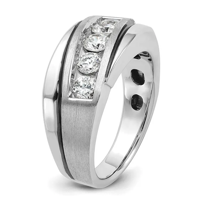 Rings Goldia 14k White Gold with Black Rhodium Mens Satin 1 carat Diamond Complete Ring