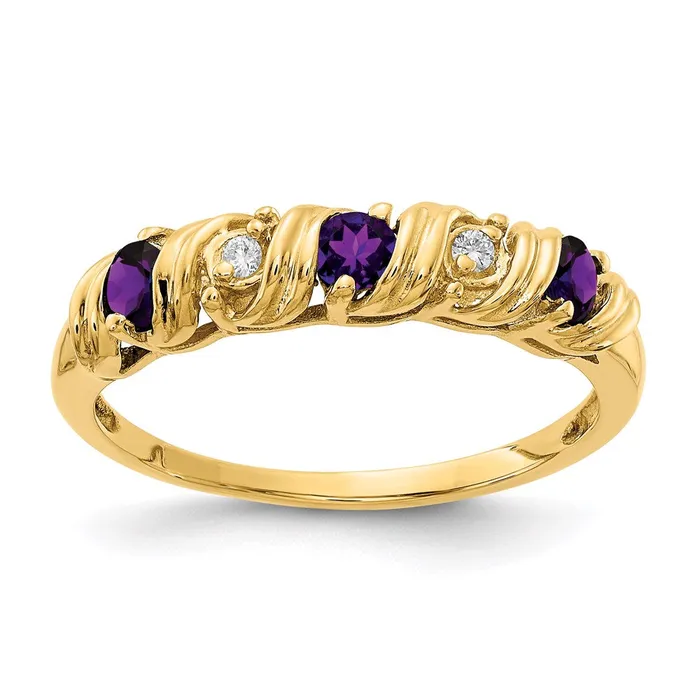 Rings Goldia 14K Yellow Gold 275mm Amethyst A Real Diamond ring