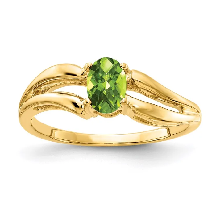 Rings Goldia 14K Yellow Gold 6x4mm Oval Peridot Checker ring