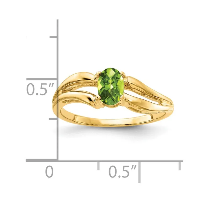Rings Goldia 14K Yellow Gold 6x4mm Oval Peridot Checker ring