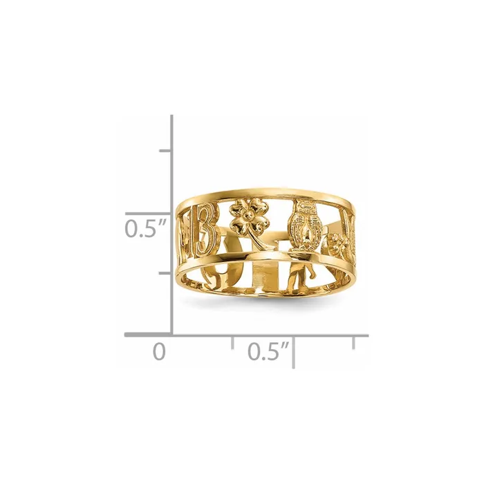 Rings Goldia 14k Yellow Gold Lucky Symbols Cut Out 7mm Band