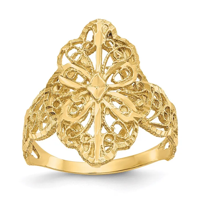 Rings Goldia 14K Yellow Gold Real Diamond Cut Filigree Ring